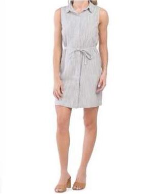 TAHARI Linen Shirt Dress